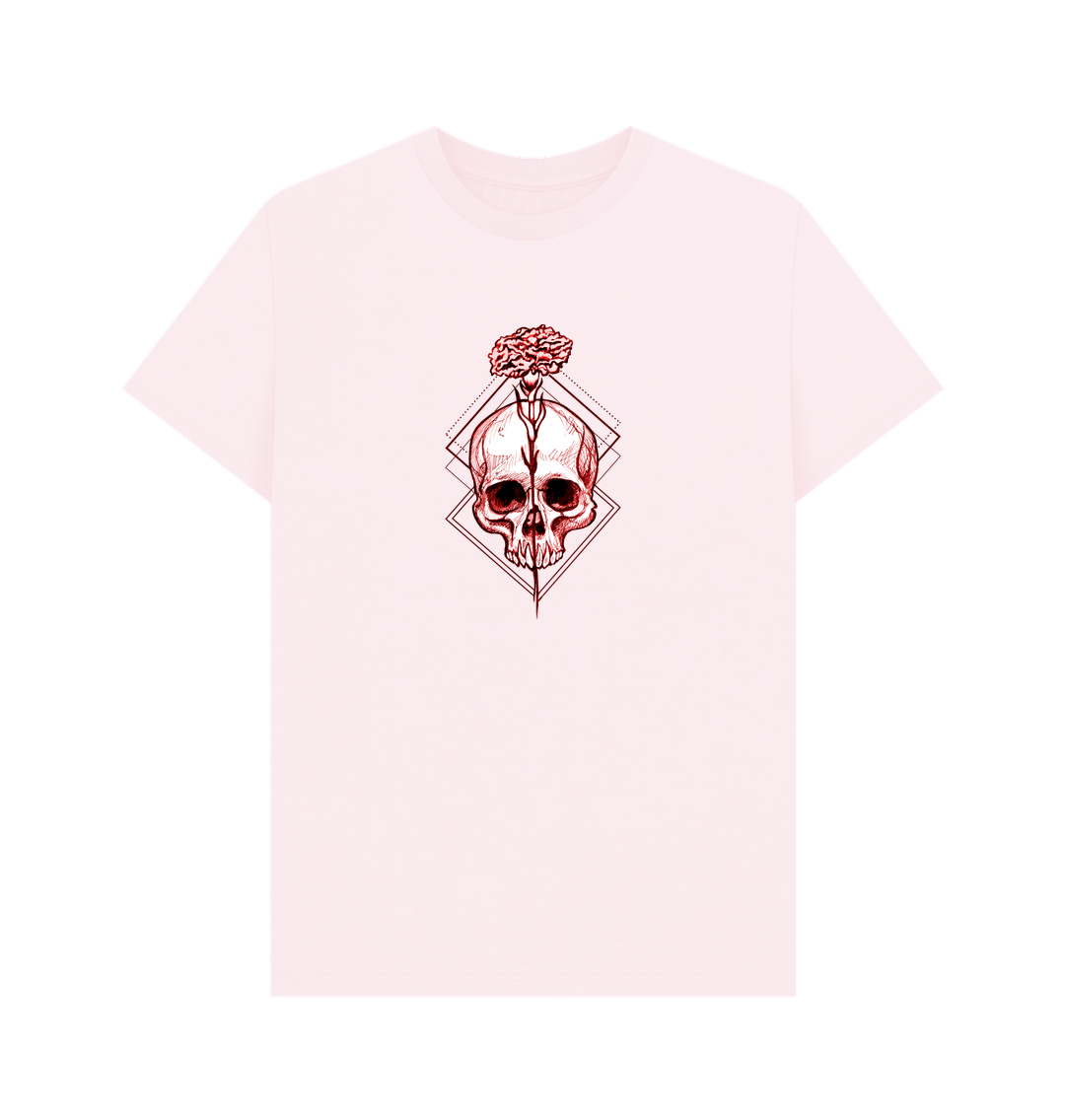 Pink t-shirt with skull and flower design