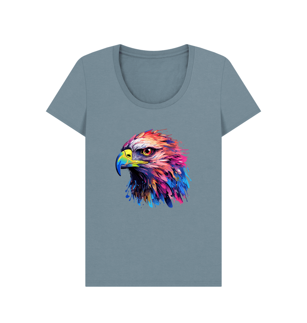 Gray t-shirt with colorful eagle graphic