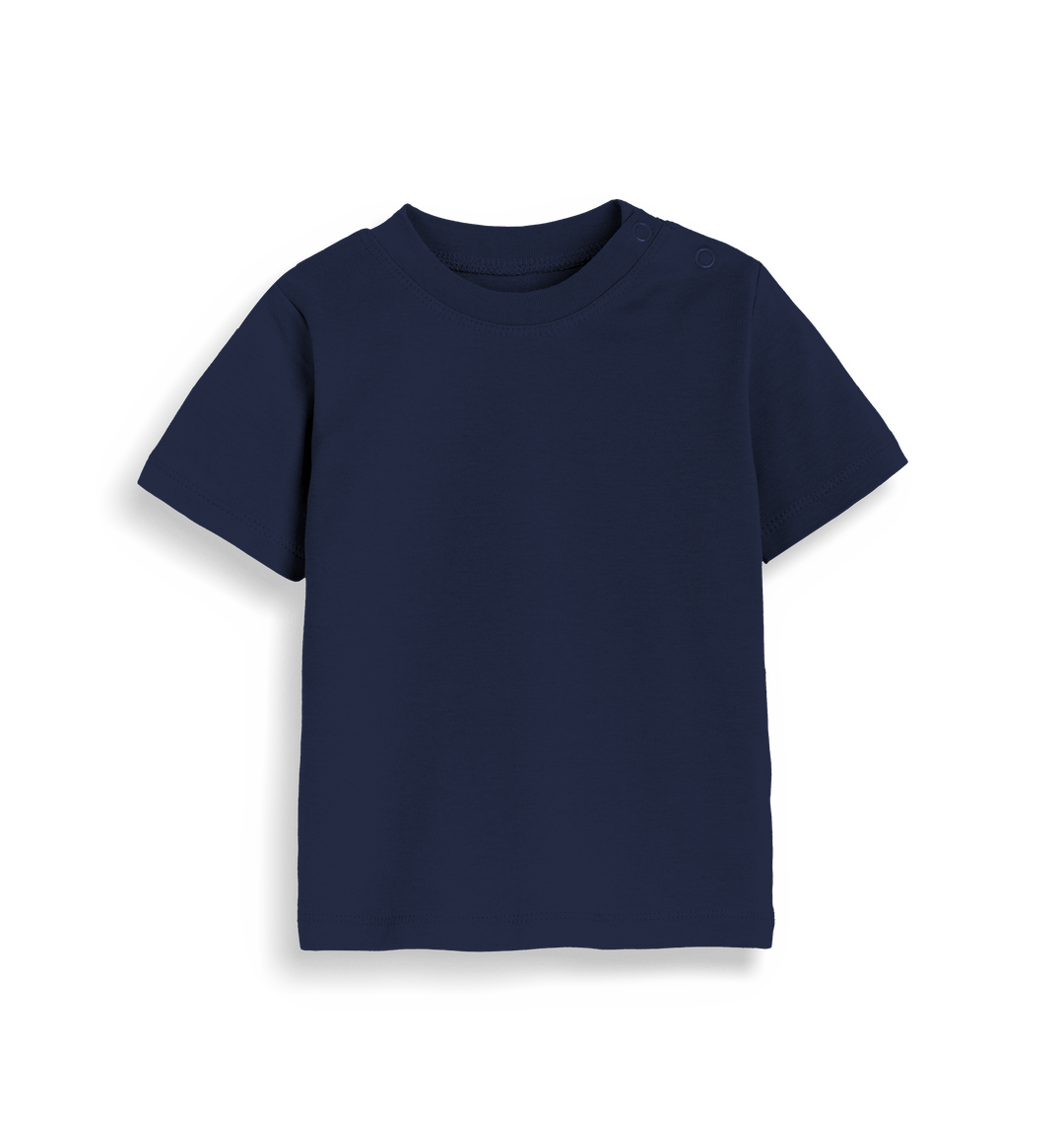 Navy blue t-shirt with black trim