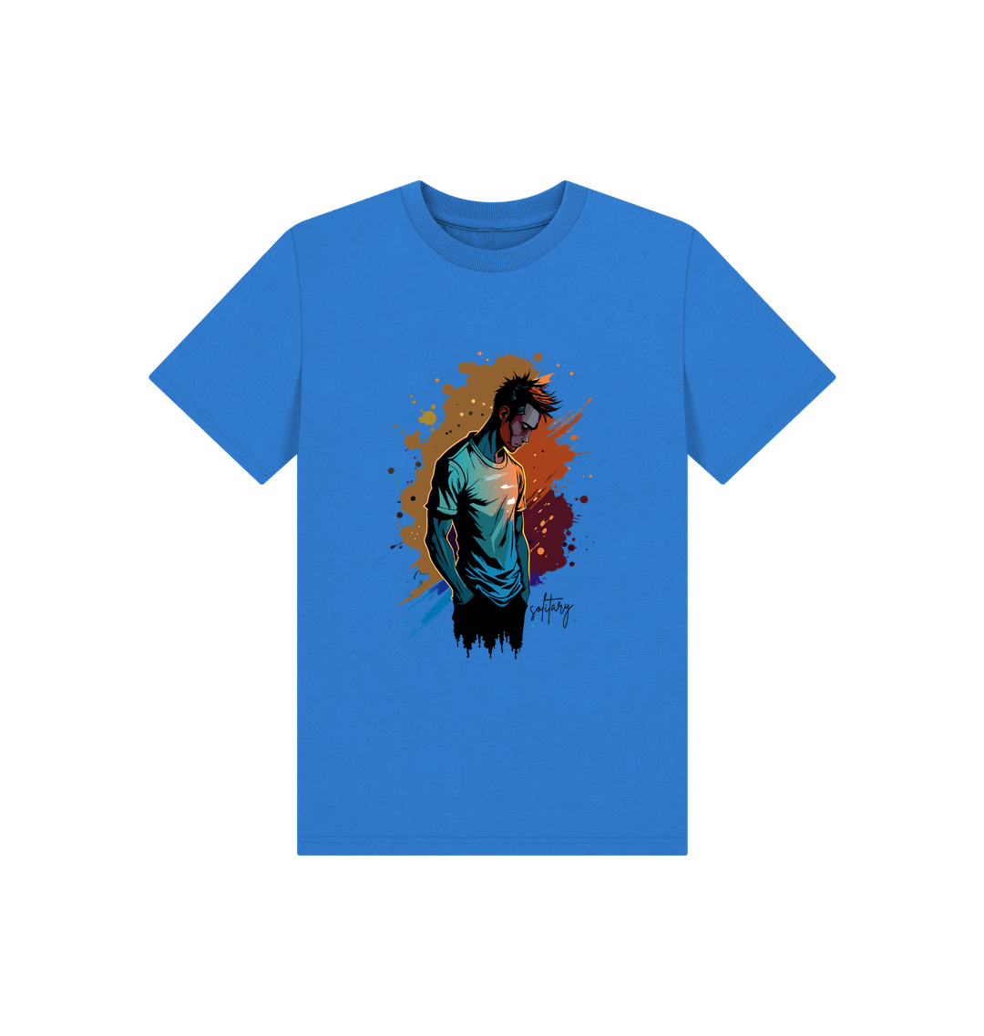 Blue t-shirt with graphic design