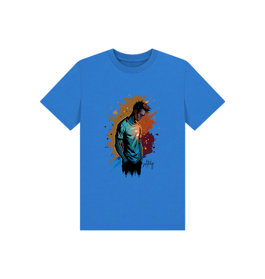 Blue t-shirt with graphic design