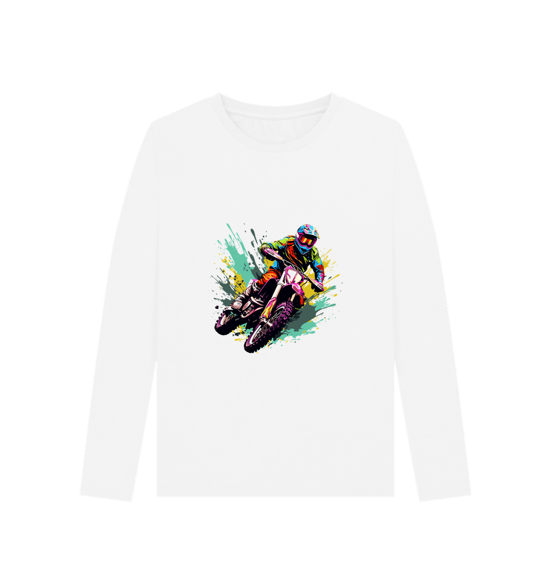 White Printed Long Sleeve T Shirt
