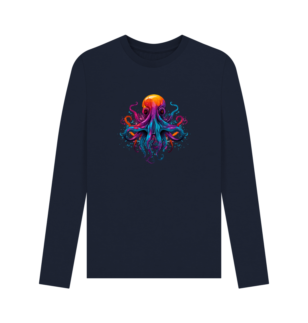 Navy Blue Printed Long Sleeve T Shirt