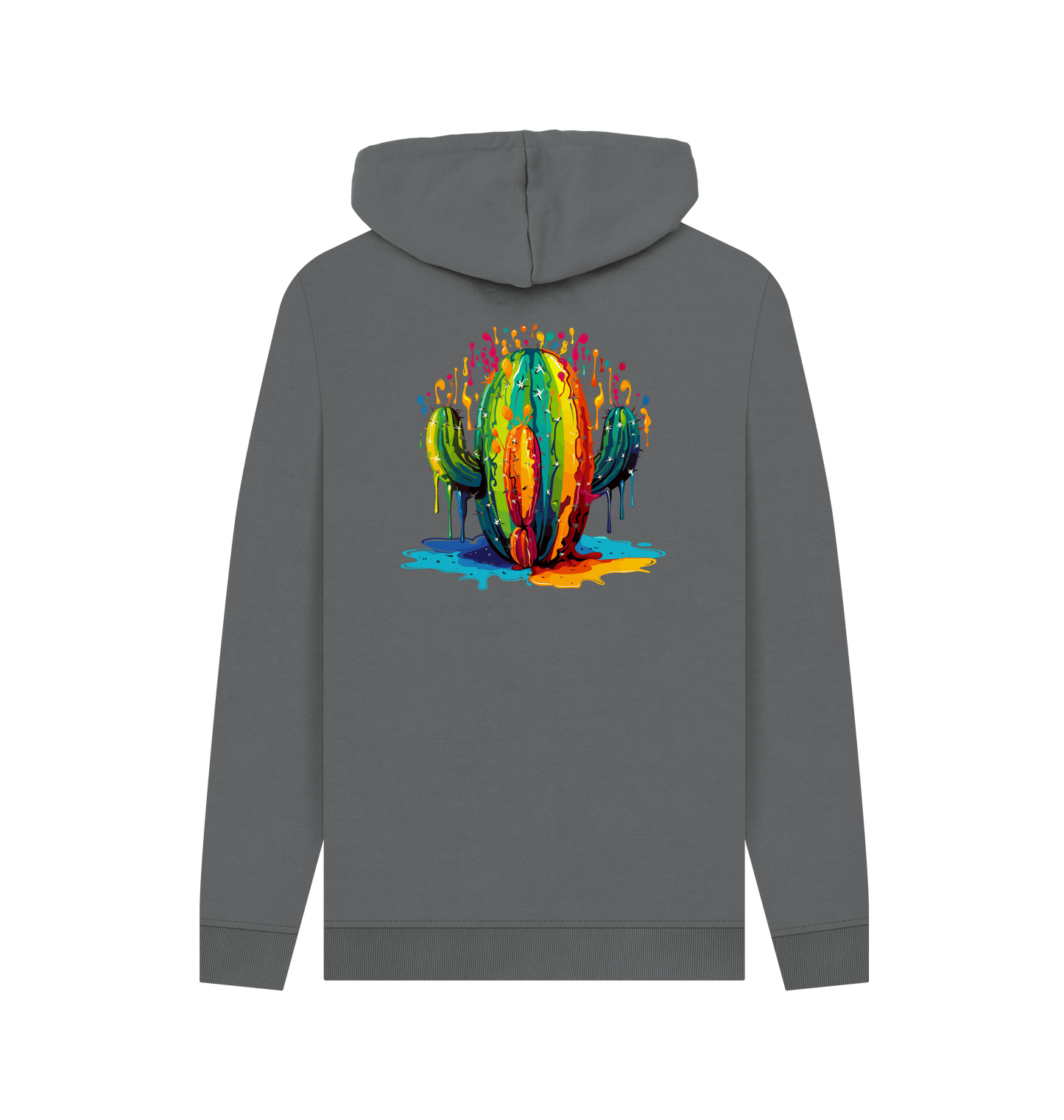 Gray hoodie with colorful cactus design