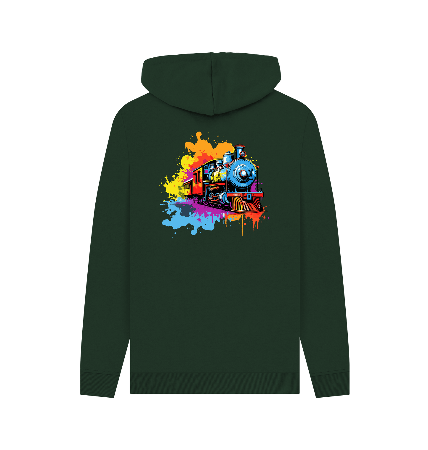 Evergreen Colour Drip Steam Train - Mens Pullover Hoodie