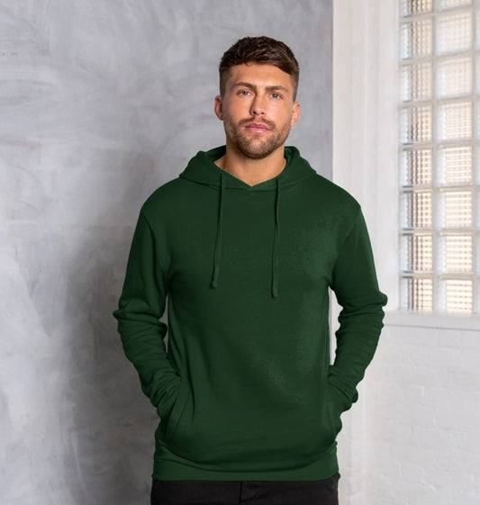 Dark green hoodie with drawstrings (person)