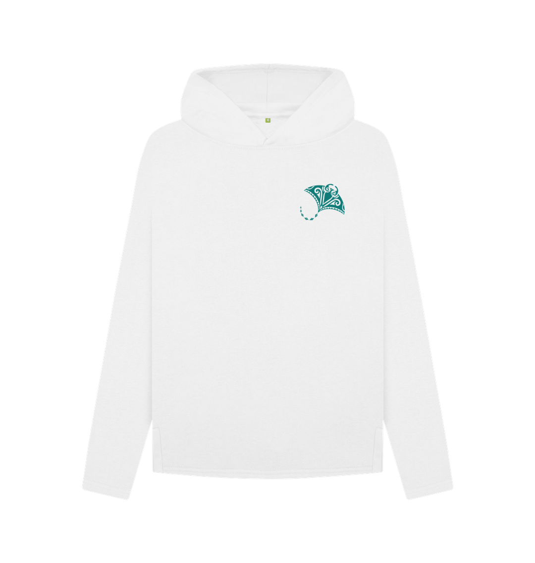 White hoodie with green embroidered design