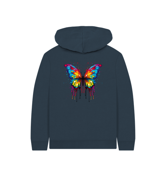 Colorful butterfly hoodie with dripping paint effect