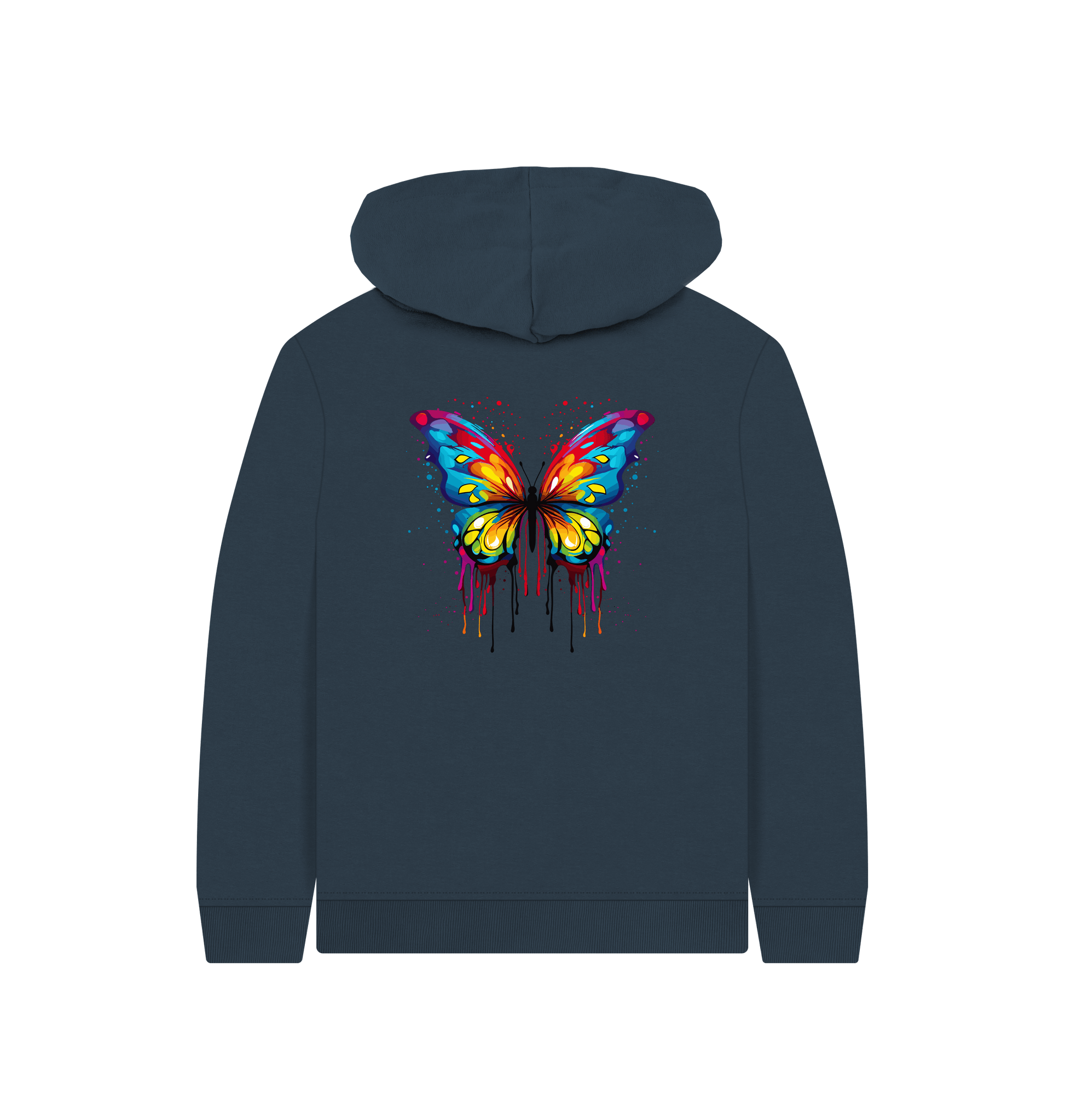 Colorful butterfly hoodie with dripping paint effect