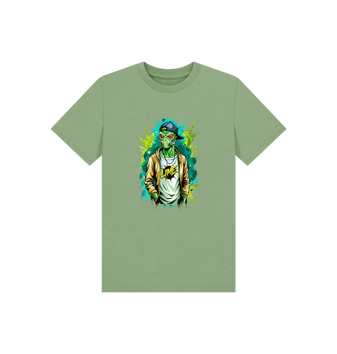 Green t-shirt with graphic design