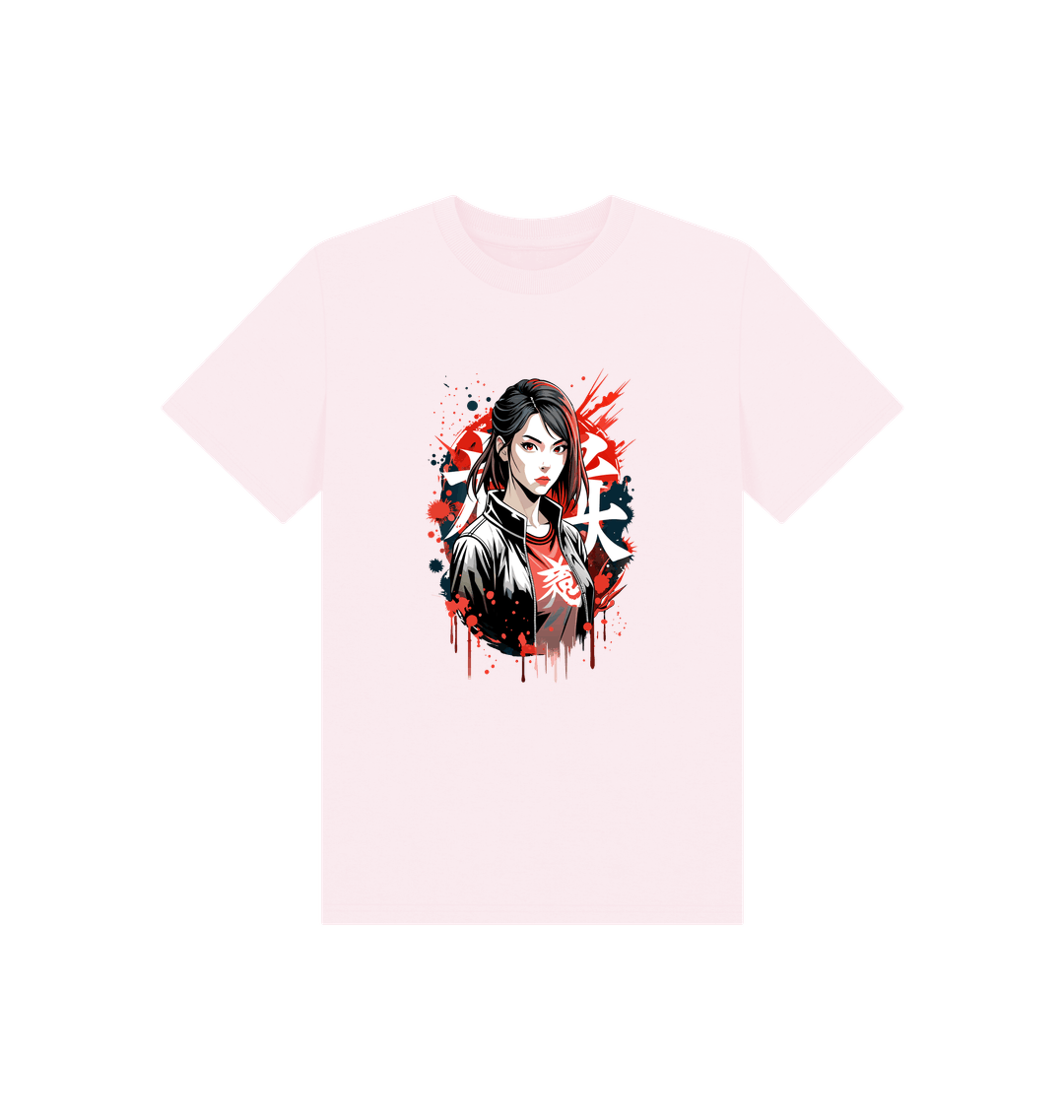 Light pink t-shirt with graphic design (person)