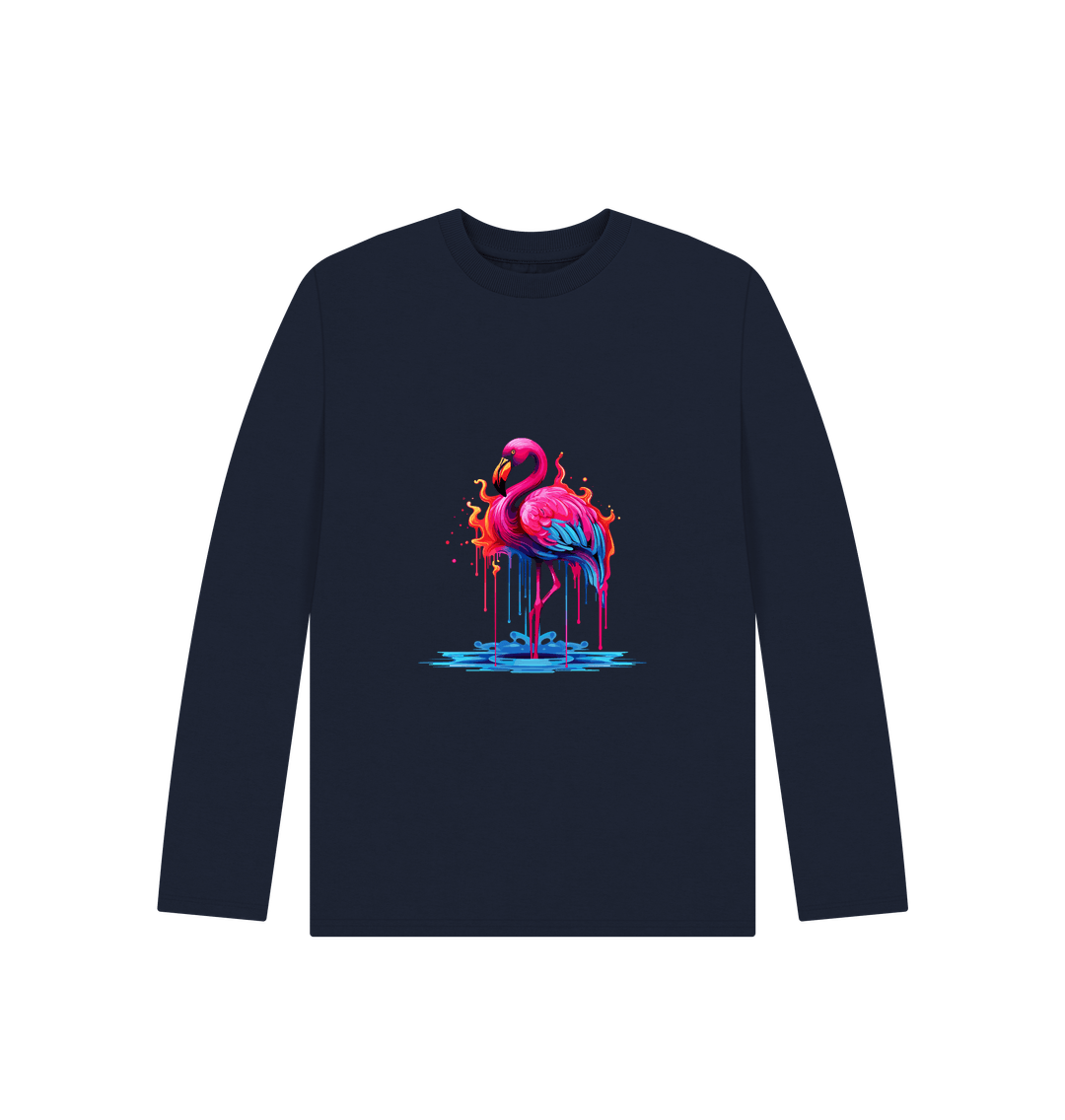 Long-sleeved t-shirt with flamingo graphic