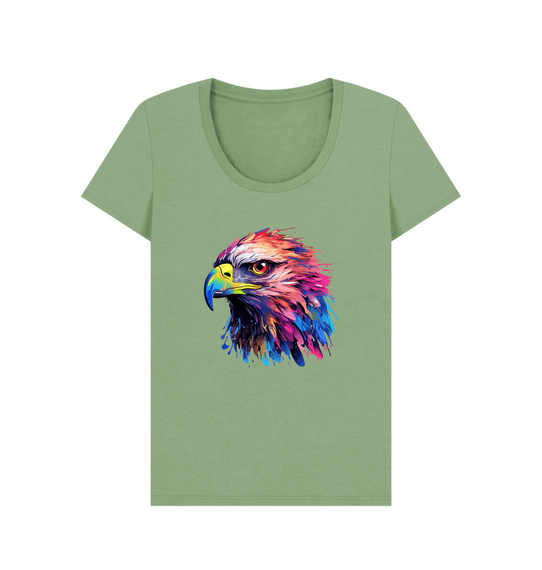 Green t-shirt with colorful eagle graphic