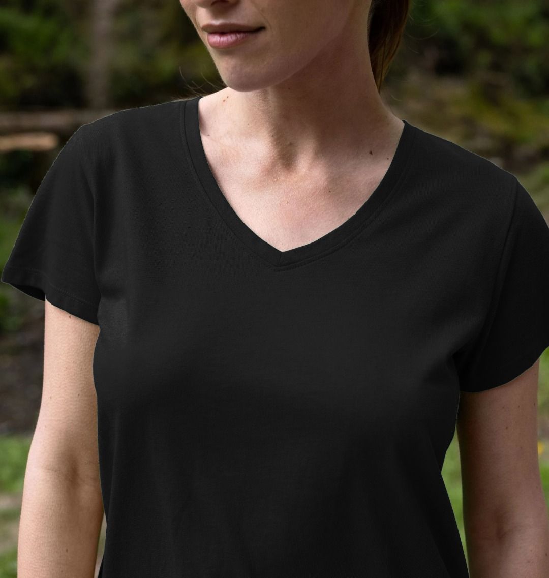 Black V-neck t-shirt (person)