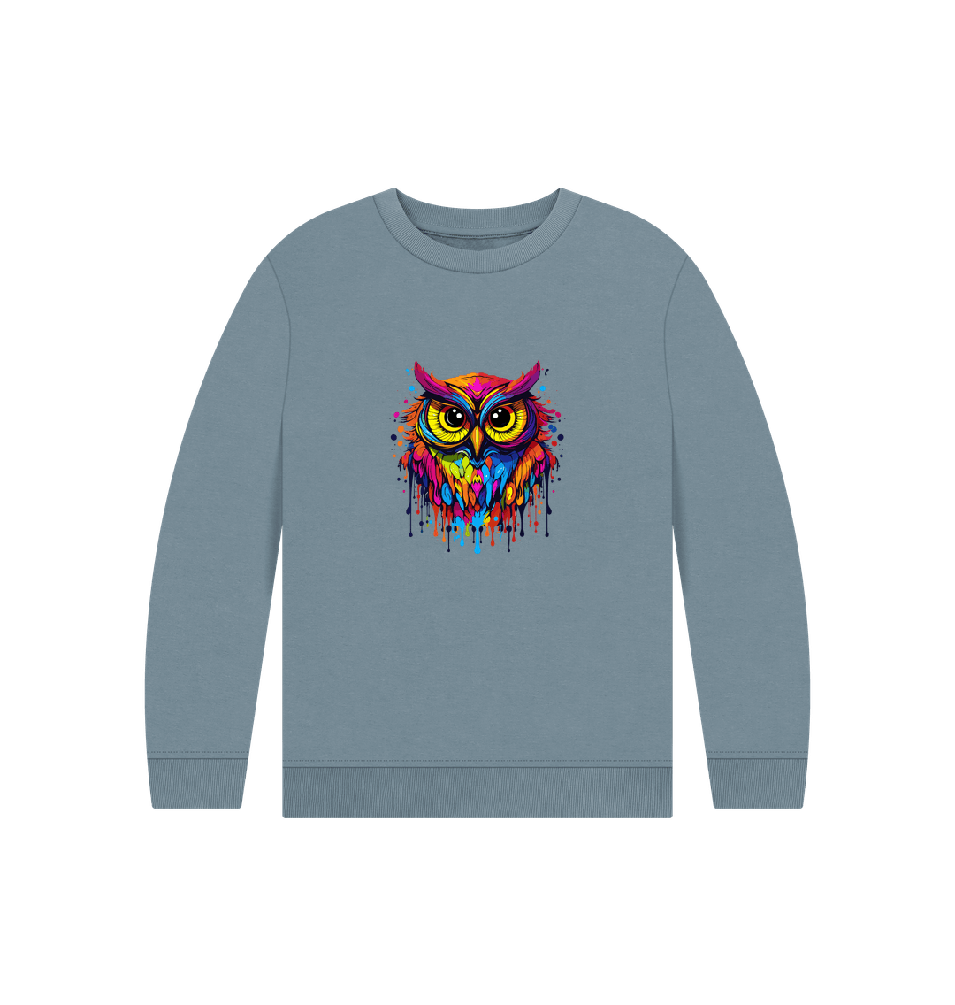 Colorful owl design sweatshirt