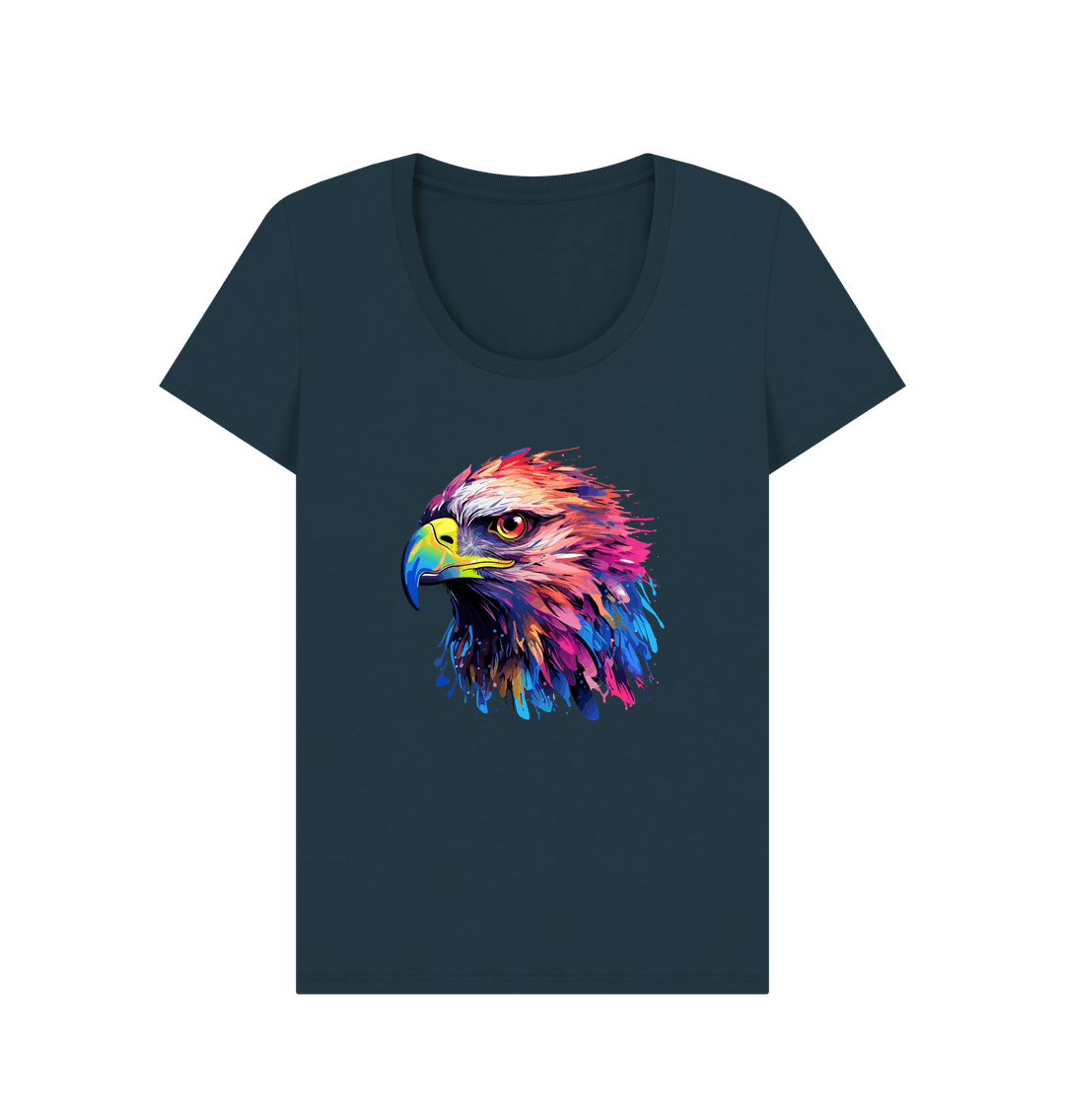Dark blue t-shirt with colorful eagle graphic