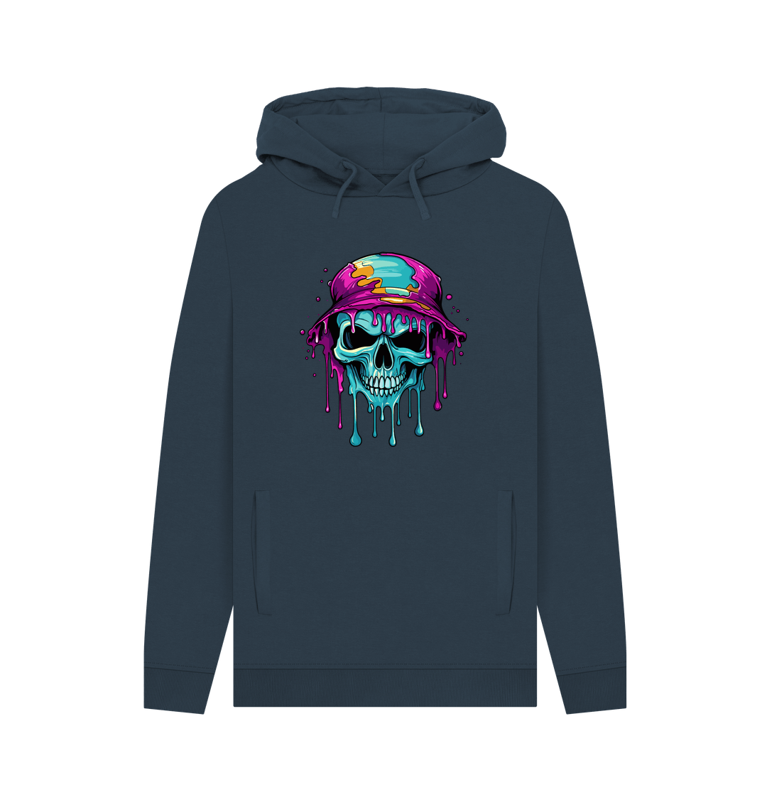 Dark gray hoodie with skull graphic