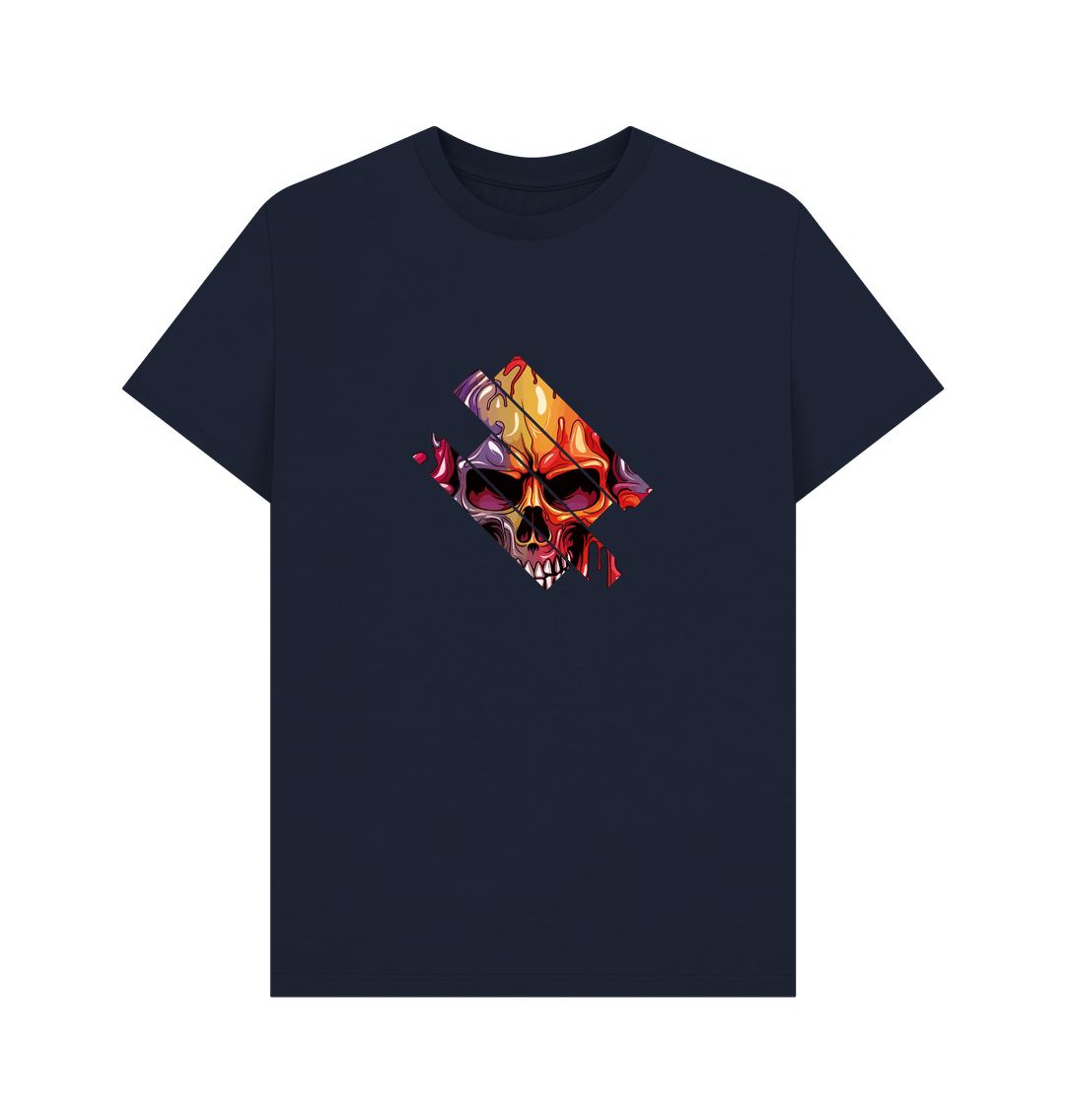 Dark blue t-shirt with skull graphic
