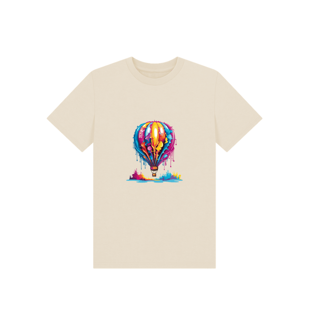 Cream t-shirt with colorful hot air balloon graphic