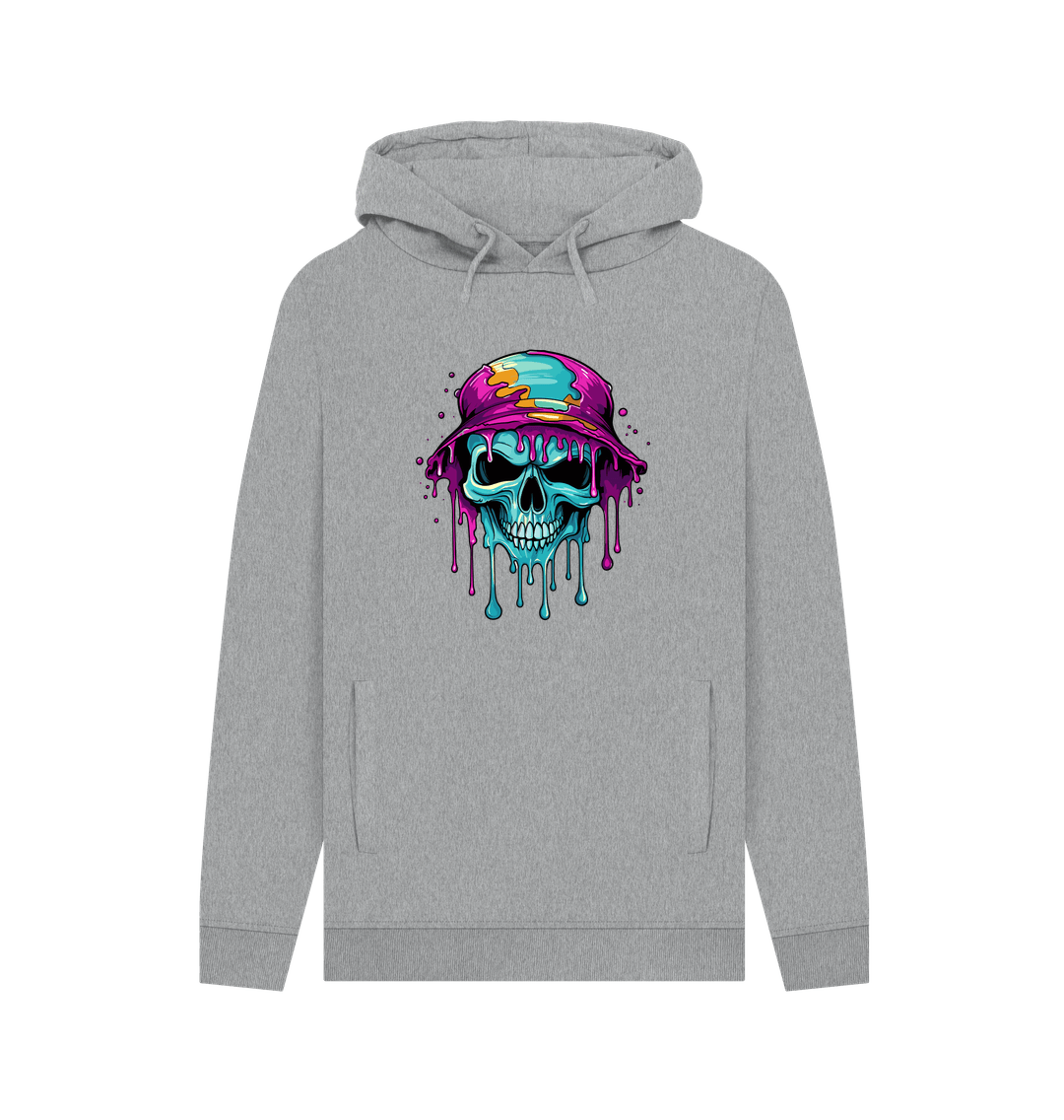 Gray hoodie with skull graphic