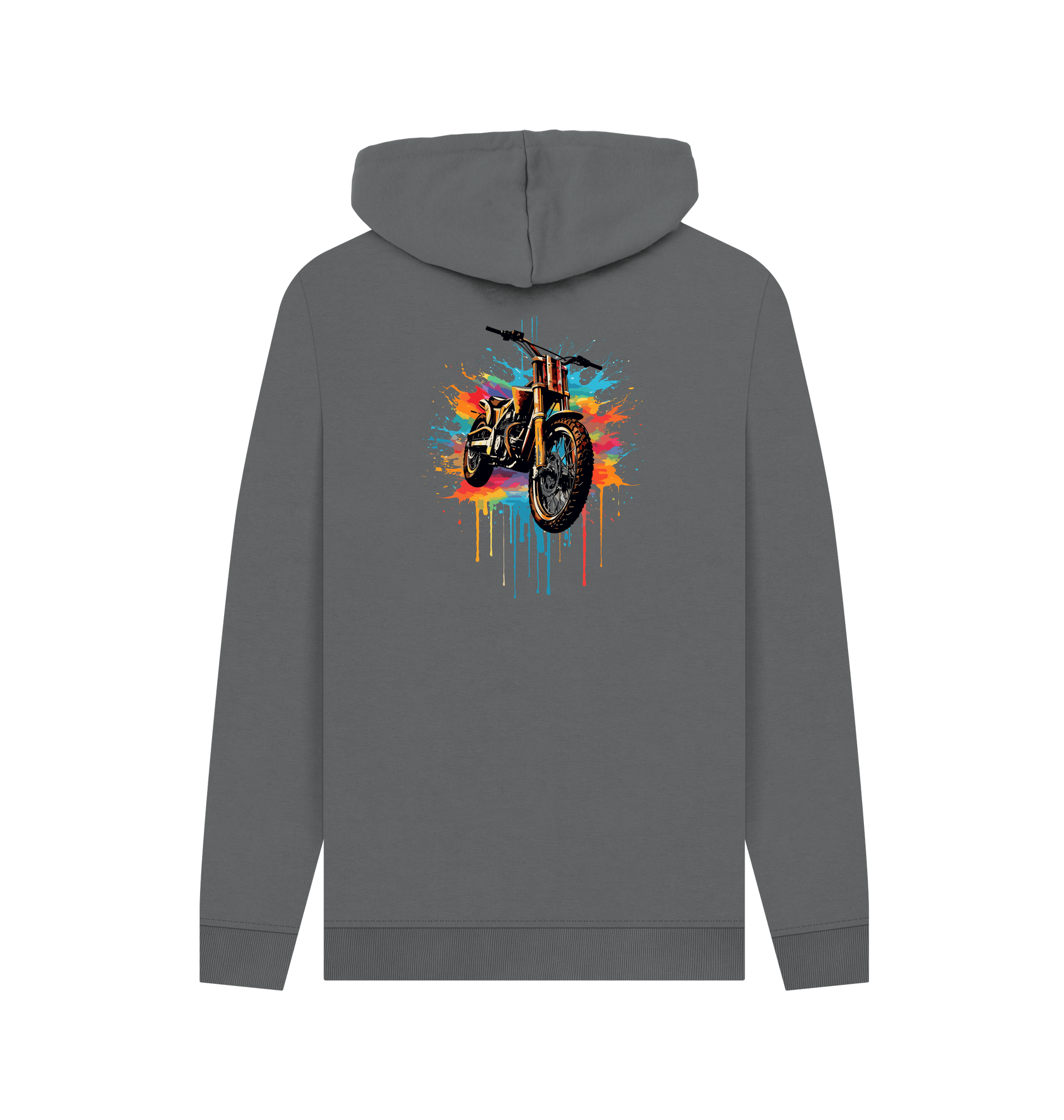 Slate Grey Colour Drip Motercycle - Mens Pullover Hoodie