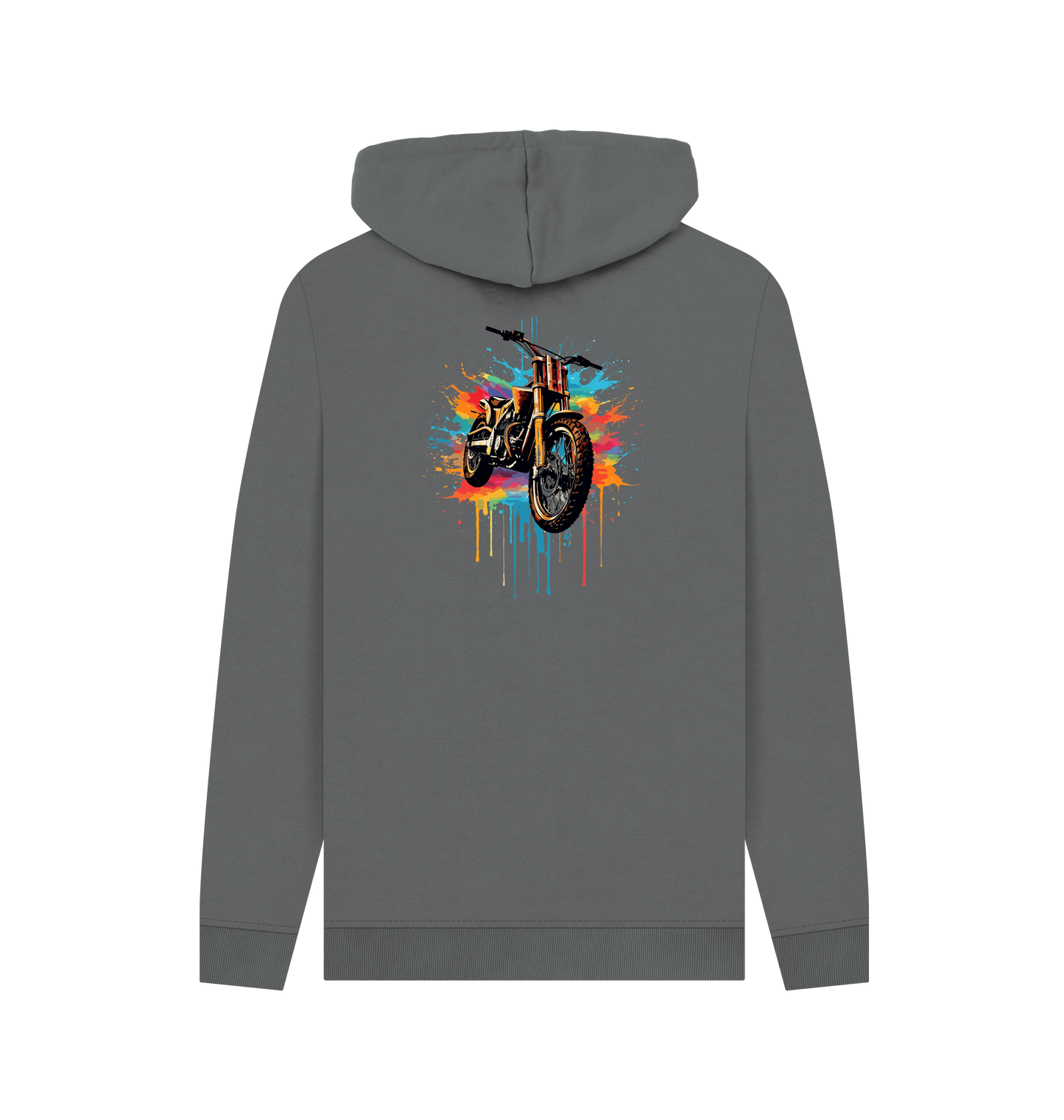 Slate Grey Colour Drip Motorcycle - Men's Pullover Hoodie