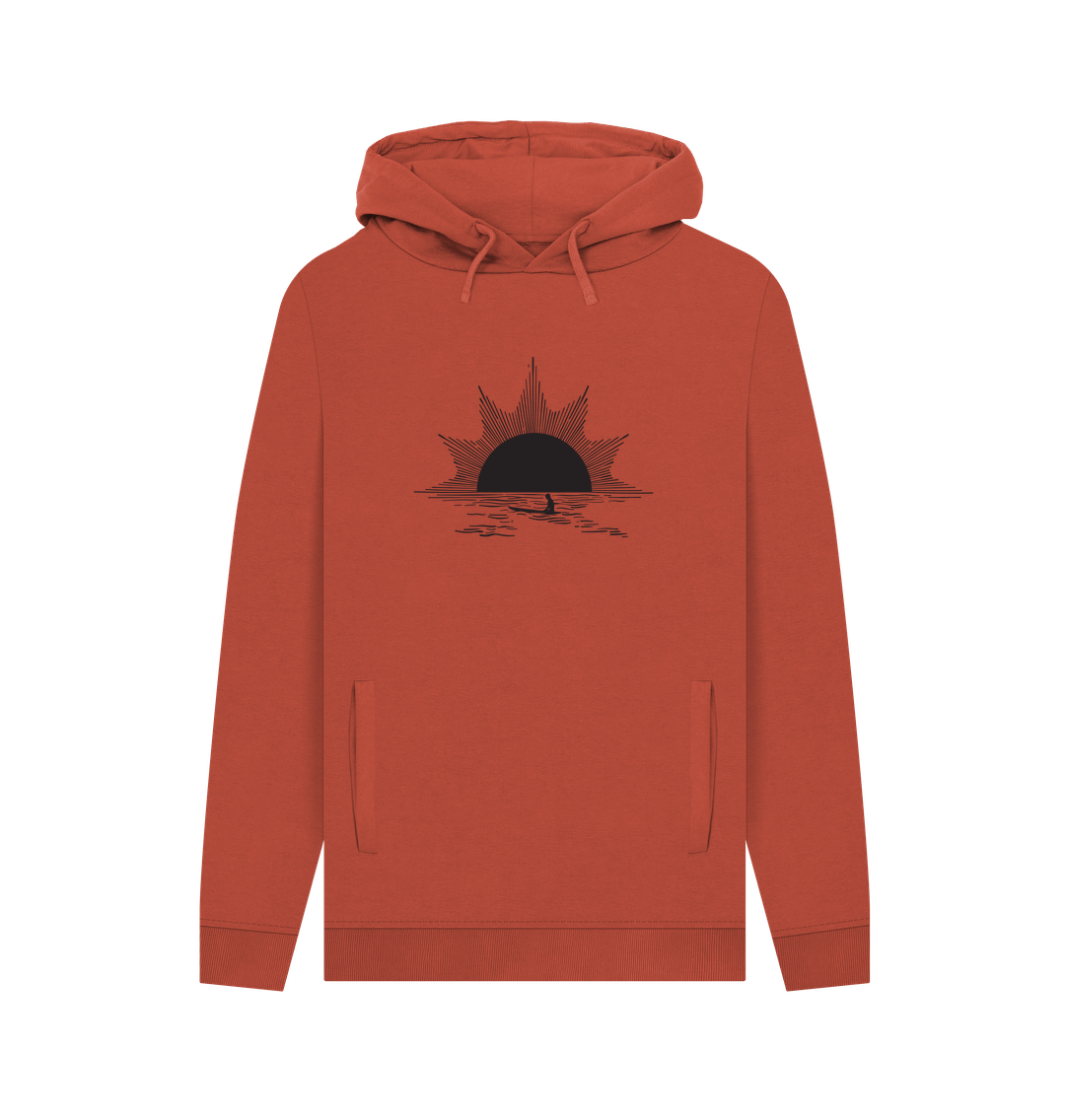 Burnt orange hoodie with sun design