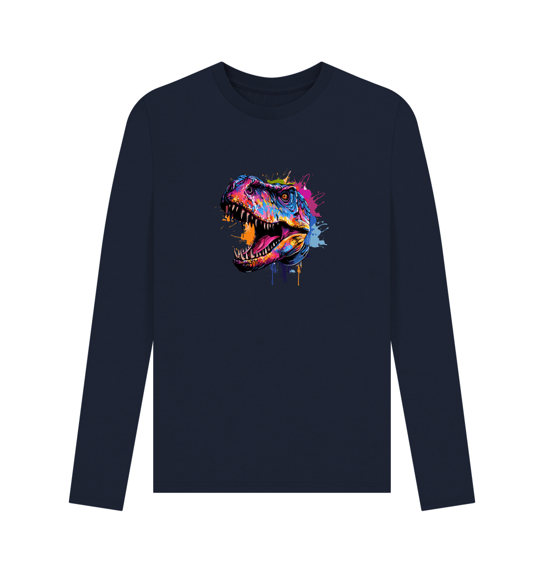 Navy Blue Printed Long Sleeve T Shirt