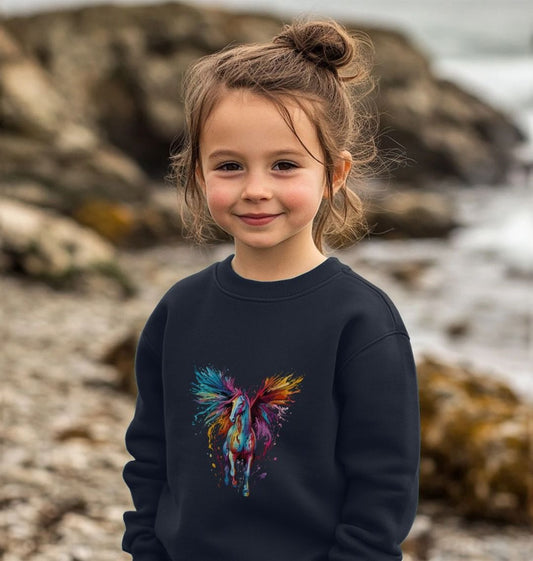 Child's sweatshirt with colorful horse design (person)