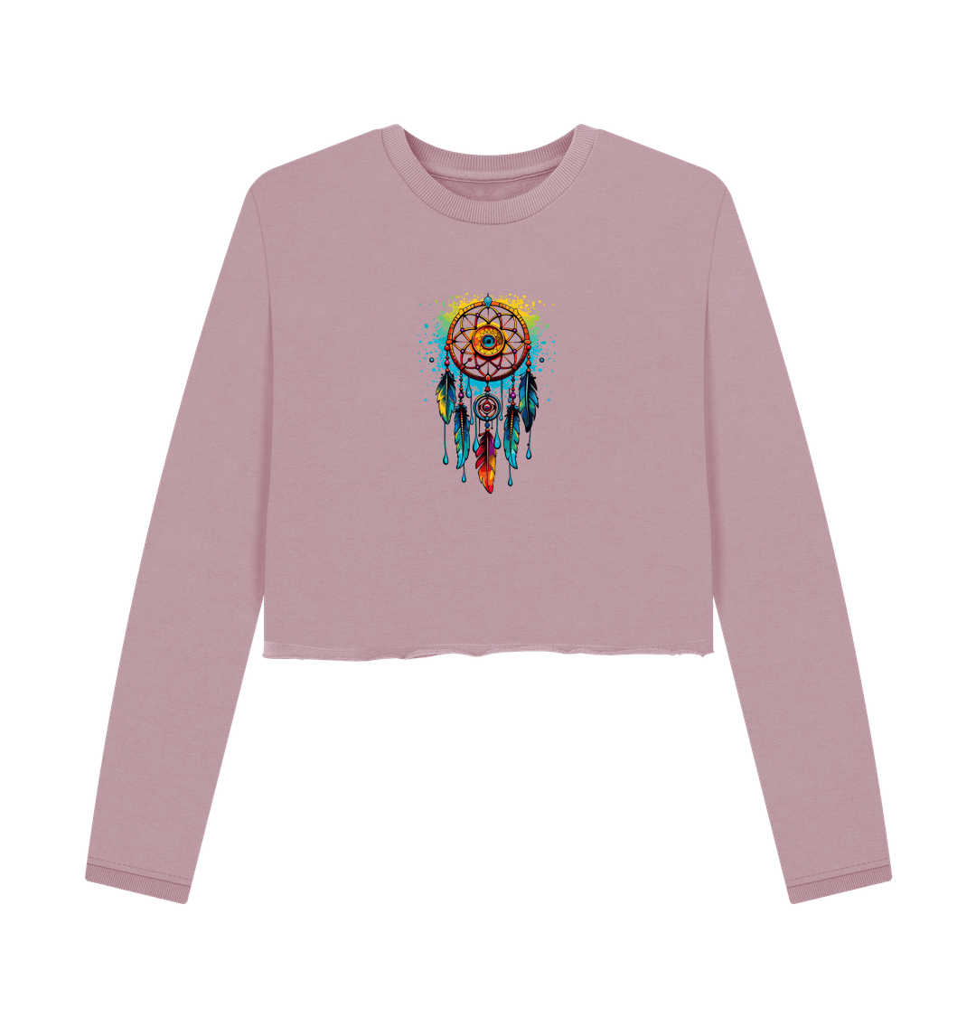 Pink cropped sweatshirt with dreamcatcher design