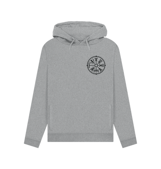 Gray hoodie with Vegvisir compass design