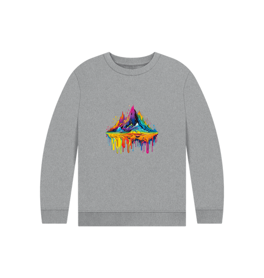 Gray sweatshirt with colorful dripping paint design