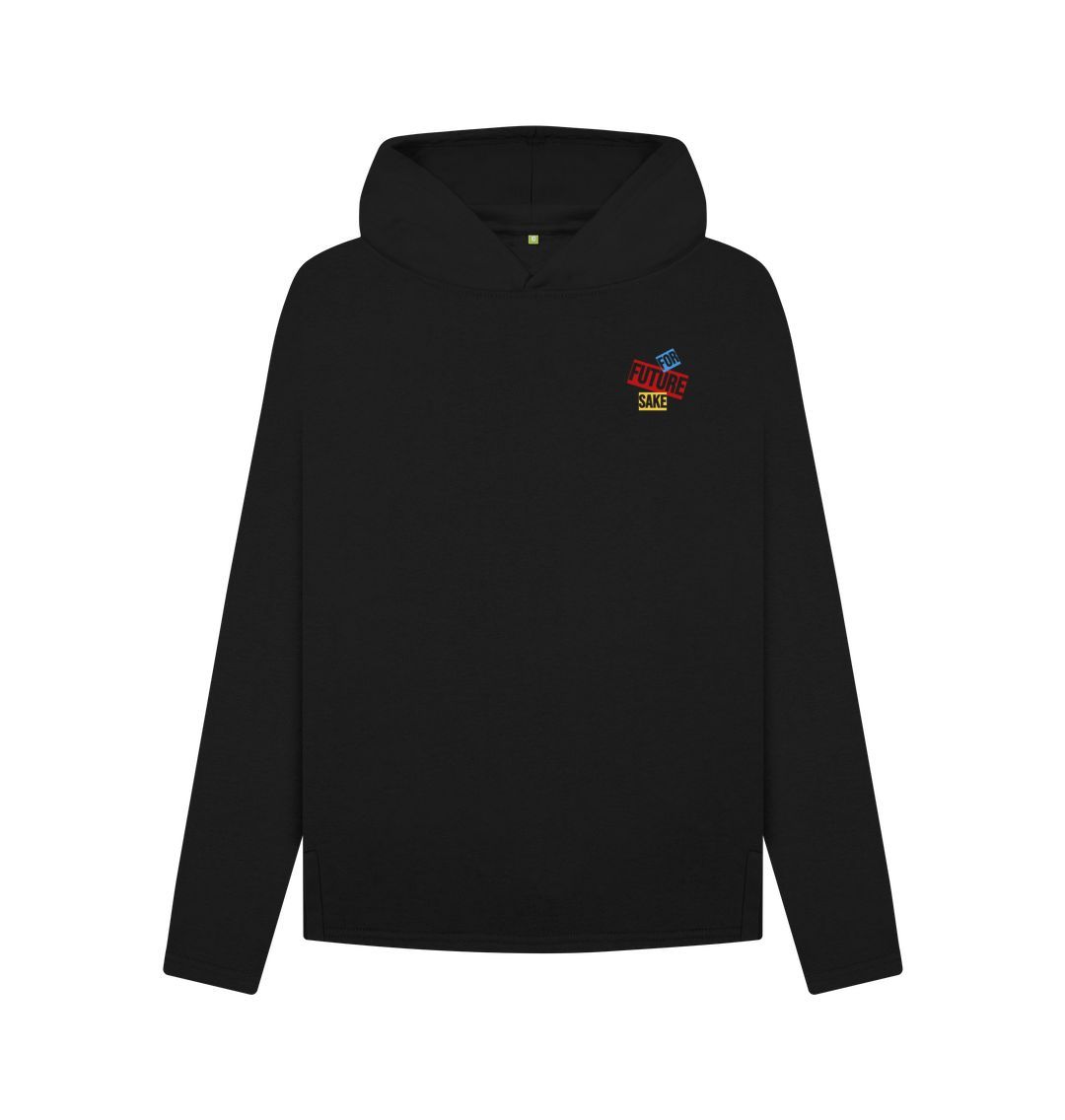 Black hoodie with "FUTURE SAKE" text