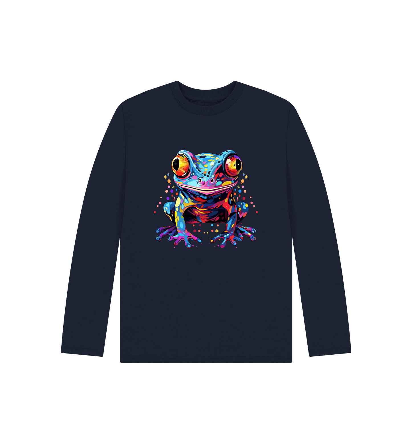 Long-sleeved t-shirt with colorful frog graphic