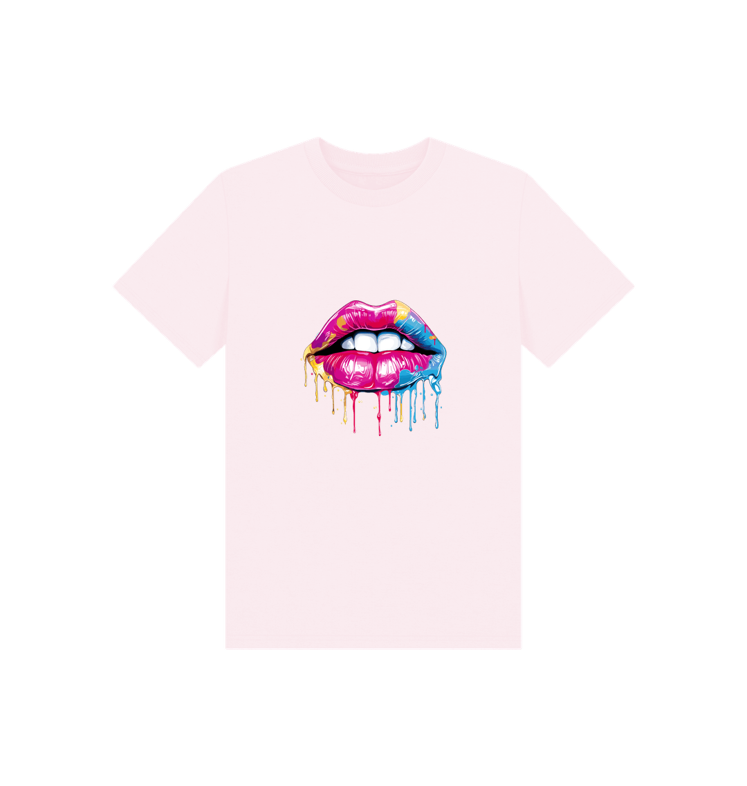 Pink t-shirt with dripping lips graphic