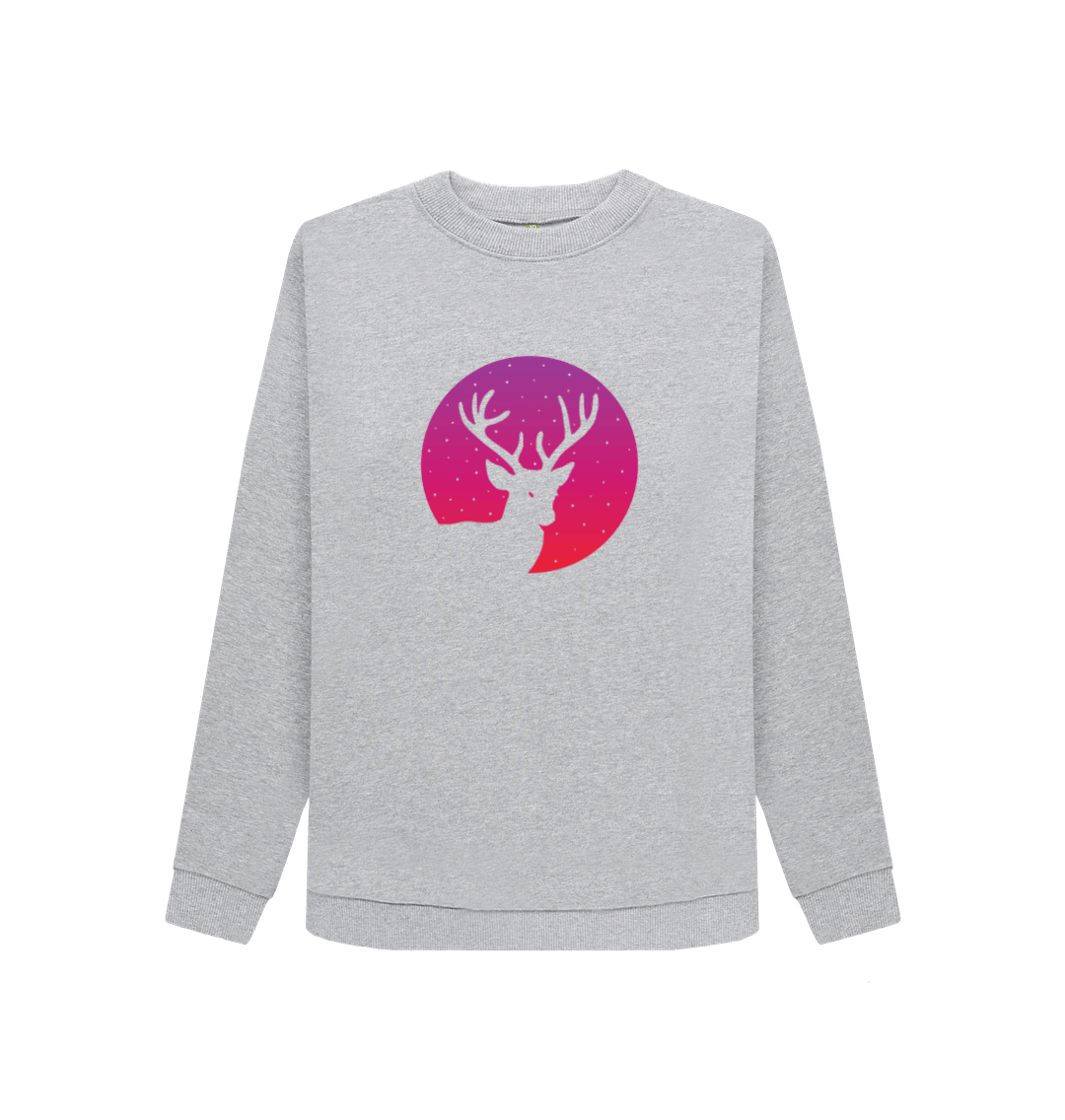 Gray sweatshirt with deer and moon design