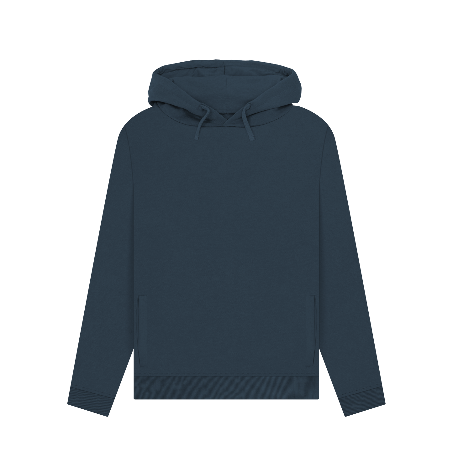 Dark blue hoodie with hood and drawstrings