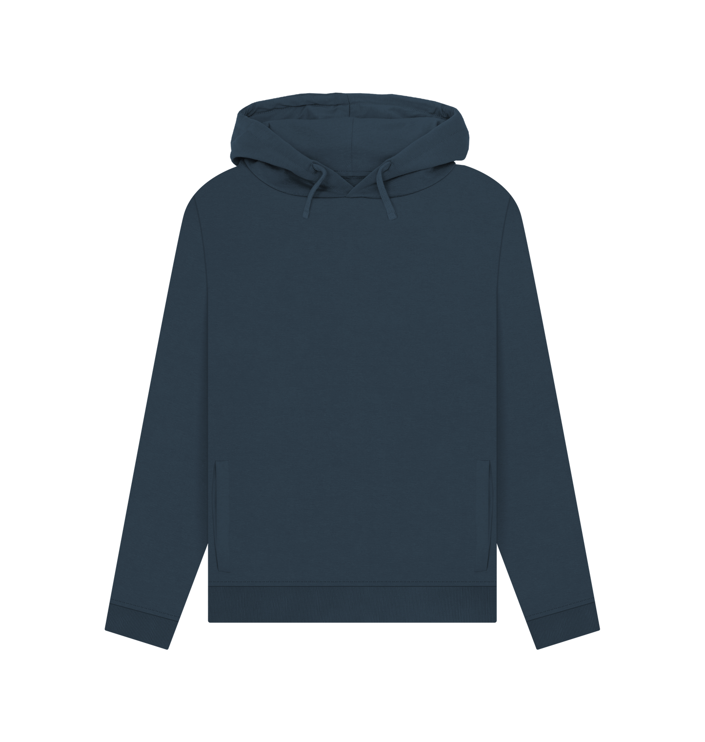Dark blue hoodie with hood and drawstrings