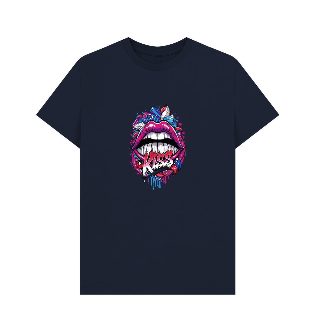 Navy Blue Printed T-shirt Front