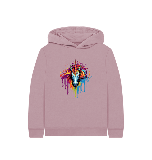 Pink hoodie with unicorn graphic