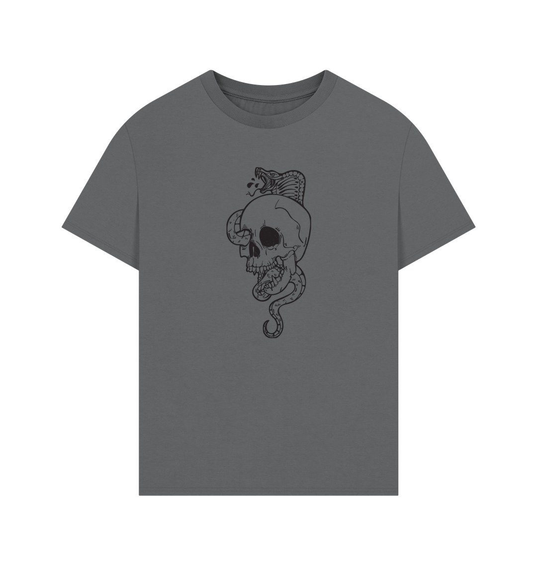 Gray t-shirt with skull and snake design