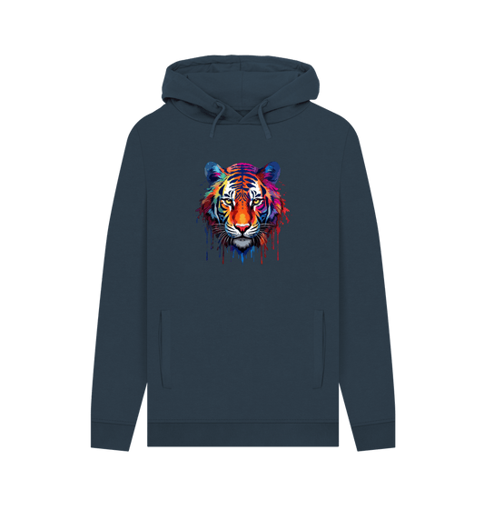 Colorful tiger hoodie with dark background