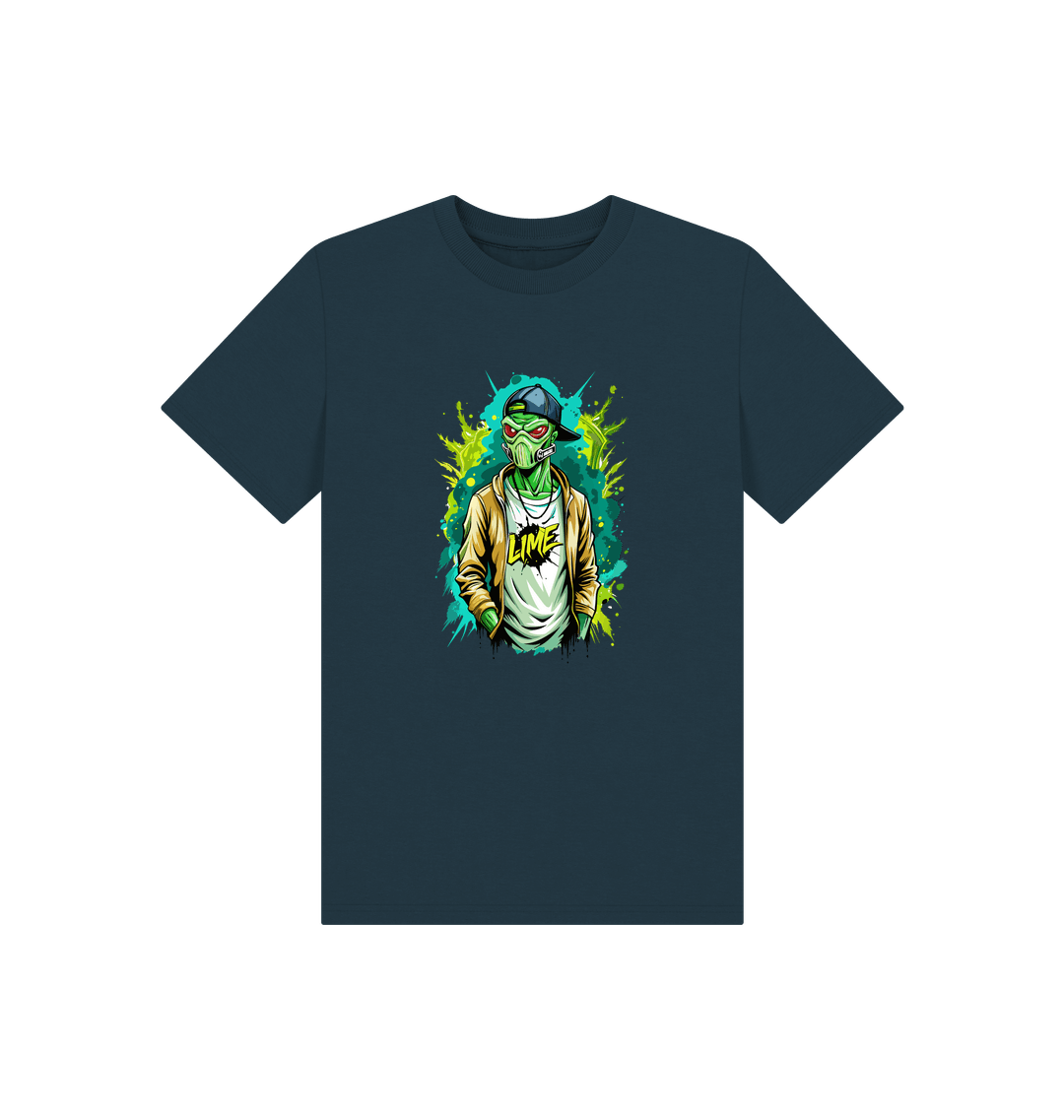 Dark blue t-shirt with green zombie graphic