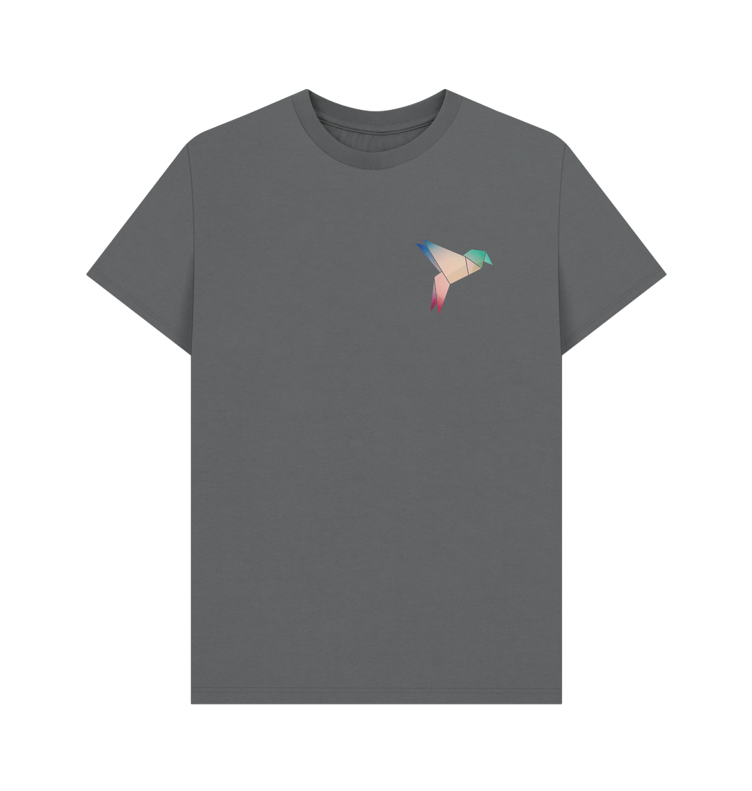 Dark gray t-shirt with geometric bird design