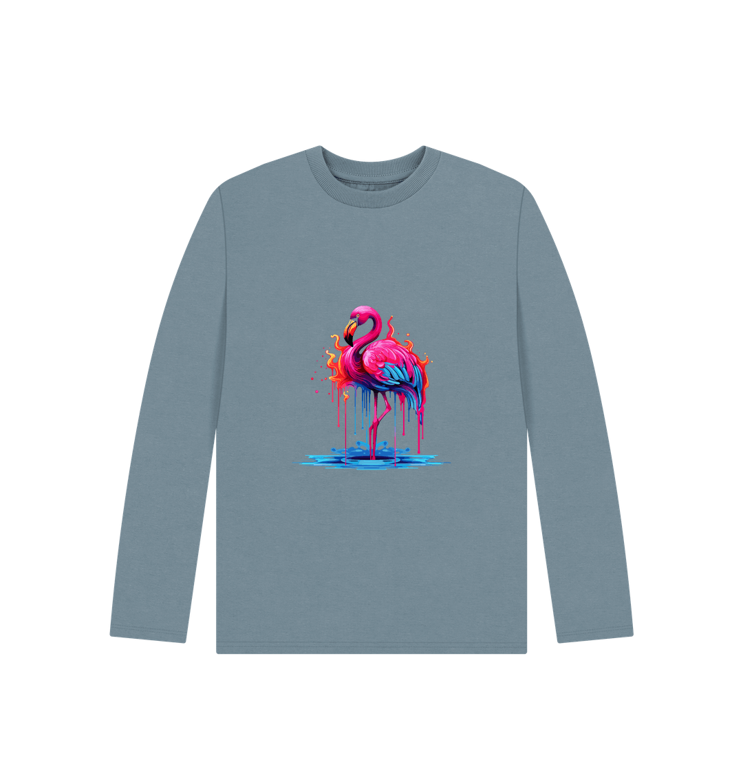Long-sleeved t-shirt with flamingo graphic