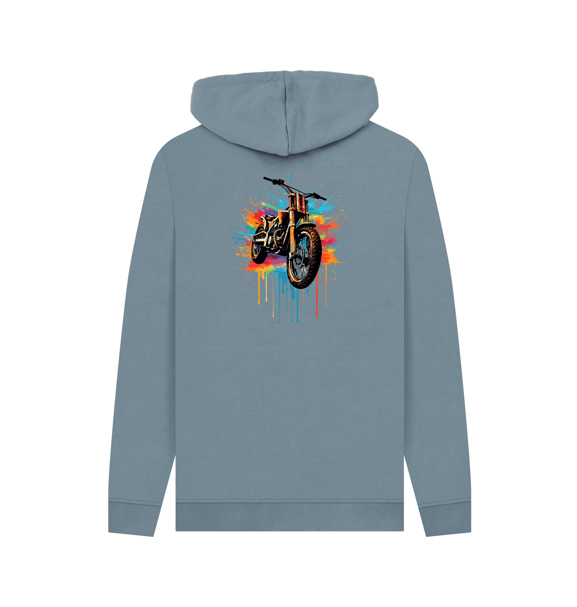 Stone Blue Colour Drip Motercycle - Mens Pullover Hoodie