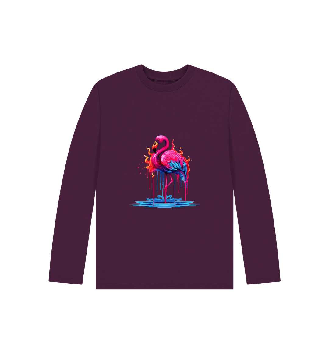 Long-sleeved t-shirt with flamingo graphic