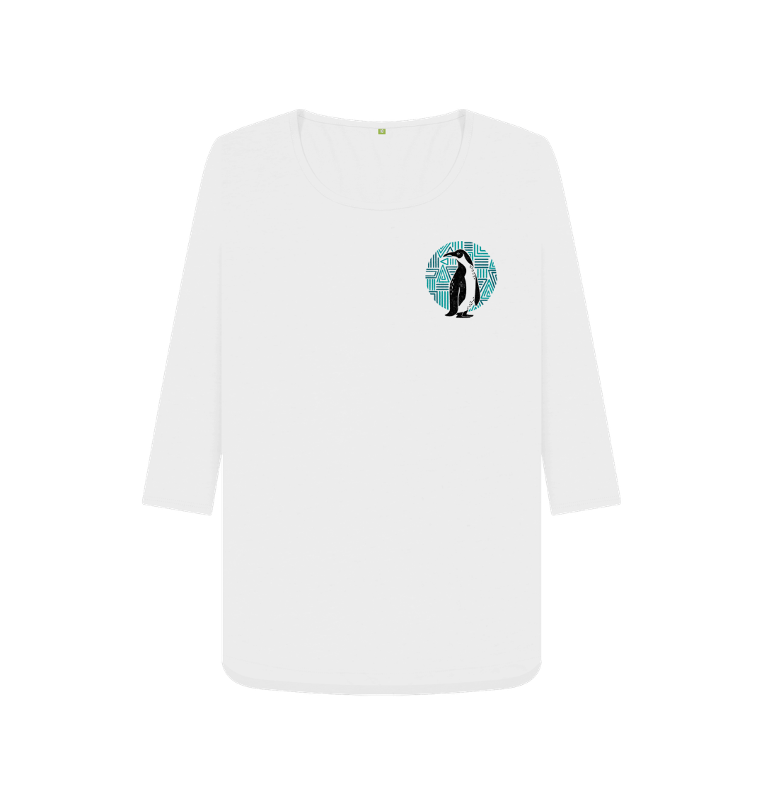 White t-shirt with penguin graphic