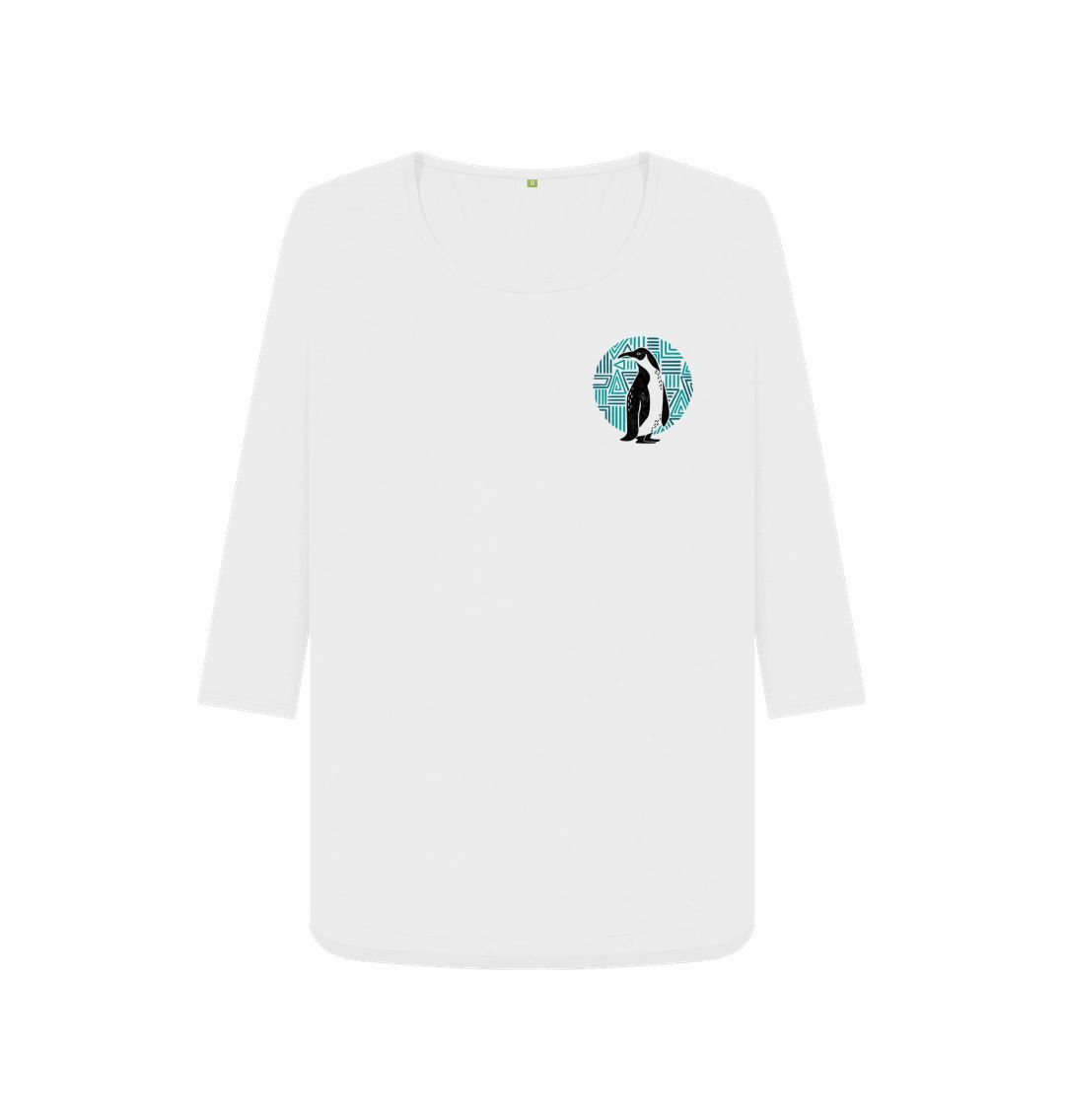 White t-shirt with penguin graphic
