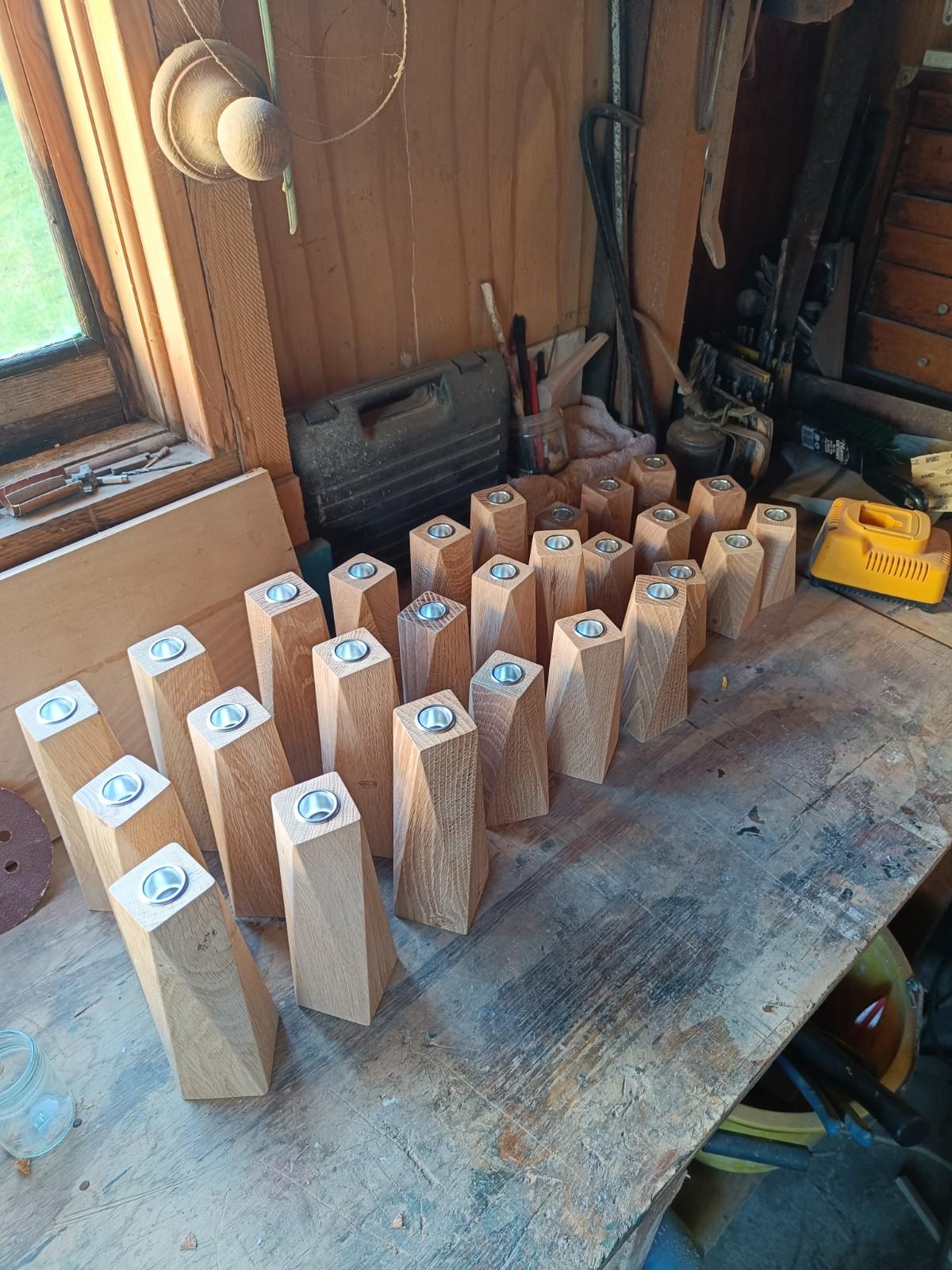 Wooden blocks with metal inserts